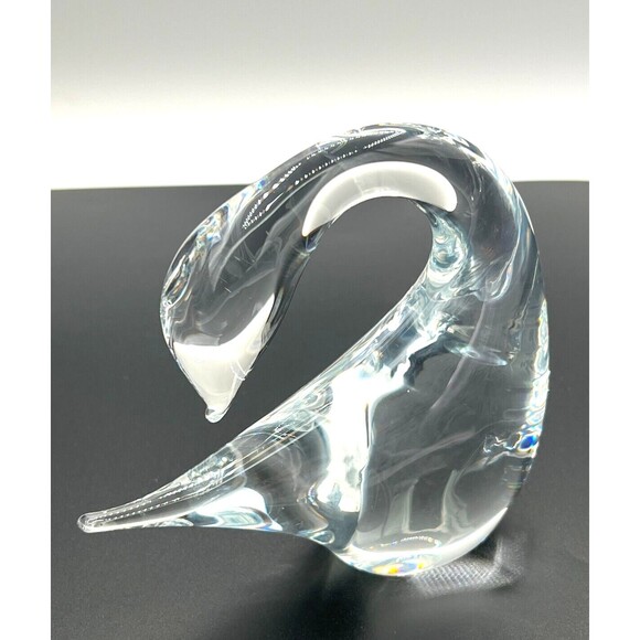 Marcolin Swedish Crystal Swan Art Glass Signed Hand Blown Murano Styled Glass - Picture 14 of 16